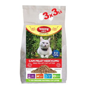 Bonny Nice Doğal Pellet Çam Peleti Kalın 3 x 3 lt Kedi Kumu