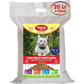 Bonny Nice Doğal Pellet Çam Peleti Kalın 4 x 10 lt Kedi Kumu