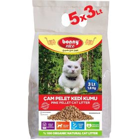 Bonny Nice Doğal Pellet Çam Peleti Kalın 5 x 3 lt Kedi Kumu