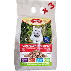 Bonny Nice Organik Çam Pelet 3 x 3 lt Kedi Kumu