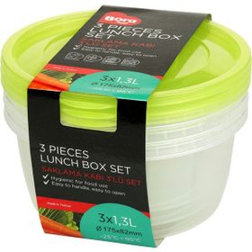 Bora BO552 3'lü Set 1300 ml Yuvarlak Saklama Kabı