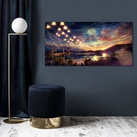 Bordo Sanat BRD-SNT-M-0411 80x40 cm Havai Fişekler Dekoratif Duvar Kanvas Tablo