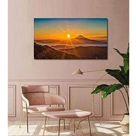 Bordo Sanat BRD-SNT-M-0438 80x40 cm Dağlar ve Günbatımı Dekoratif Duvar Kanvas Tablo