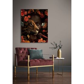 Bordo Sanat BRD-SNT-M-0573 50x60 cm Kadın ve Leopar Dekoratif Duvar Kanvas Tablo