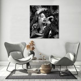 Bordo Sanat BRD-SNT-M-0609 60x75 cm Kadın ve Kuşlar Dekoratif Duvar Kanvas Tablo