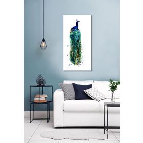 Bordo Sanat BRD-SNT-M-1222 60x120 cm Tavus Kuşu Dekoratif Duvar Kanvas Tablo