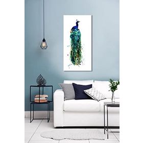 Bordo Sanat BRD-SNT-M-1223 40x80 cm Tavus Kuşu Dekoratif Duvar Kanvas Tablo
