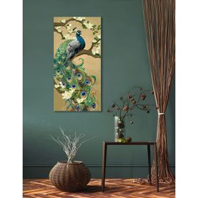 Bordo Sanat BRD-SNT-M-1235 60x120 cm Tavus Kuşu Dekoratif Duvar Kanvas Tablo