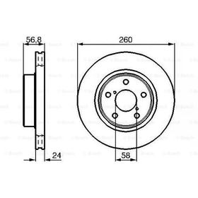 Bosch 0986478293 260 24-22 mm Hava Kanallı 26300AE090 Ön Fren Diski