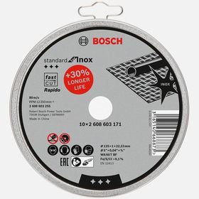Bosch 125x1.0 mm Standard Seri Rapido 10'lu Düz Inox Taş Kesme Diski