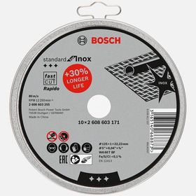 Bosch 125x1.0 mm Standard Seri Rapido 10'lu Düz Inox Taş Kesme Diski