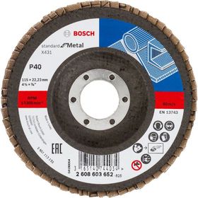 Bosch 2608603652 115 mm 40 K X431 Metal Kesici Flap Disk