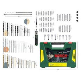 Bosch 2608P00235 X-Line Premium 91 Parça Delme ve Vidalama Ucu Aksesuar Seti