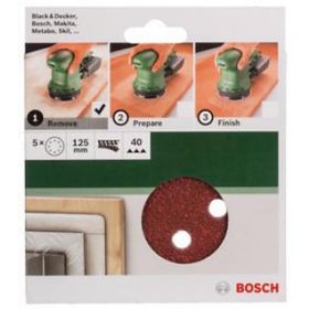 Bosch 2609256a22 5'li 125 mm 40 Kum 8 Delik Eksantirik Zımpara Kağıdı