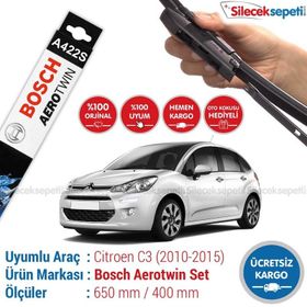 Bosch Aerotwin Citroen C3 2010-2015 A422S Silecek Takımı