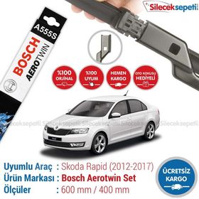 Bosch Aerotwin Skoda Rapid 2012-2017 Muz Silecek Takımı