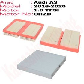 Bosch Audi A3 1.0 TFSi 2016 2019 Karbonlu Filtre Bakım Seti