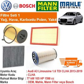 Bosch Audi A3 1.6 2004 2012 Filtre Bakım Seti