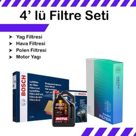 Bosch Audi A3 1.6 Dizel Motul Motor Yağlı 2012-2019 4'lü Filtre Bakım Seti