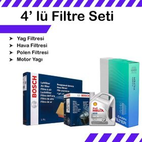 Bosch Audi A3 1.6 Dizel Shell Motor Yağlı 2012-2019 4'lü Filtre Bakım Seti