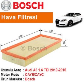 Bosch Audi A3 1.6 TDI 2009-2012 Hava Filtresi