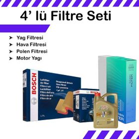 Bosch Audi A4 45 TFSI Castrol Motor Yağlı 2018-2023 4'lü Filtre Bakım Seti