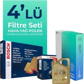 Bosch Audi A4 45 TFSI Castrol Motor Yağlı 2018-2023 4'lü Filtre Bakım Seti