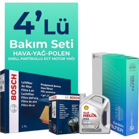 Bosch Audi A5 1.4 TFSI Shell Motor Yağlı 2017-2021 4'lü Filtre Bakım Seti