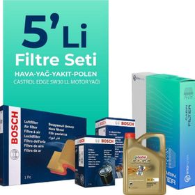 Bosch Audi A5 2.0 Dizel Castrol Motor Yağlı 2017-2021 5'li Filtre Bakım Seti