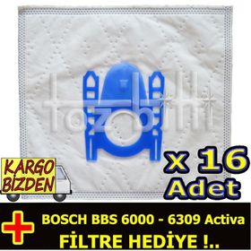 Bosch BBS 6000 6309 Activa Toz 16 Adet Süpürge Torbası