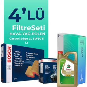 Bosch BMW 1.16D Castrol Motor Yağlı 2015-2019 4'lü Filtre Bakım Seti