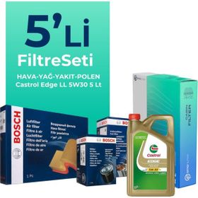 Bosch BMW 1.16D Castrol Motor Yağlı 2015-2019 5'li Filtre Bakım Seti