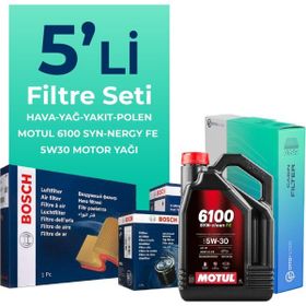 Bosch Citroen C-Elysee 1.6 Dizel Motul Motor Yağlı 2017-2019 5'li Filtre Bakım Seti