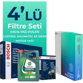 Bosch Citroen C2 1.6 Benzinli Castrol Motor Yağlı 2003-2010 4'lü Filtre Bakım Seti