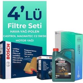 Bosch Citroen C4 1.6 Benzinli Castrol Motor Yağlı 2010-2016 4'lü Filtre Bakım Seti