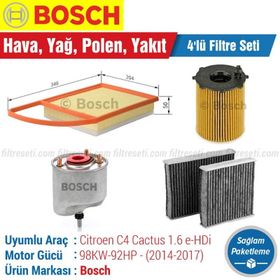 Bosch Citroen C4 Cactus 1.6 e HDi 2014 2017 Filtre Bakım Seti