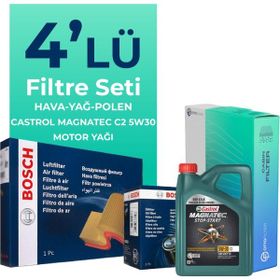 Bosch Citroen C4 Grand Picasso 1.6 Dizel Castrol Motor Yağlı 2012-2018 4'lü Filtre Bakım Seti