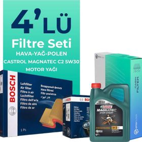 Bosch Citroen C4 Grand Picasso 1.6 Dizel Castrol Motor Yağlı 2012-2018 4'lü Filtre Bakım Seti