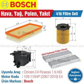 Bosch Citroen C4 Picasso 1.6 HDI 2007 2010 Filtre Bakım Seti