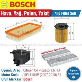 Bosch Citroen C4 Picasso 1.6 HDI 2007 2010 Filtre Bakım Seti