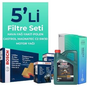 Bosch Citroen C5 1.6 Dizel Castrol Motor Yağlı 2009-2015 5'li Filtre Bakım Seti