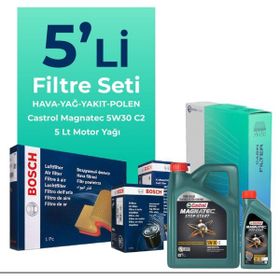 Bosch Citroen C5 2.0 Dizel Castrol Motor Yağlı 2004-2008 5'li Filtre Bakım Seti
