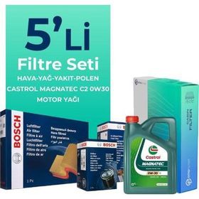 Bosch Citroen Jumper 2.0 Blue HDi Dizel Castrol Motor Yağlı 2015-2020 5'li Filtre Bakım Seti