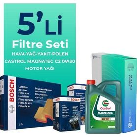 Bosch Citroen Jumper 2.0 Blue HDi Dizel Castrol Motor Yağlı 2015-2020 5'li Filtre Bakım Seti