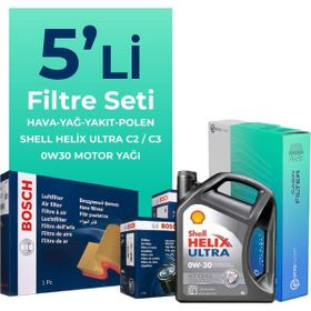 Bosch Citroen Jumper 2.2 Blue HDi Dizel Shell Motor Yağlı 2019-2024 5'li Filtre Bakım Seti