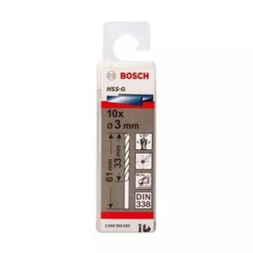 Bosch DIN338 HSS-G 3x33x61 mm 10lu Metal Matkap Ucu