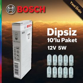 Bosch Eco Dipsiz 12V 5W T10 W5W 10'lu Paket Far Ampülü