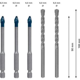 Bosch Expert HEX-9 6 mm 5 Parça Hard Ceramic Delme Ucu Karışık Seti