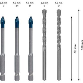 Bosch Expert HEX-9 6 mm 5 Parça Hard Ceramic Delme Ucu Karışık Seti