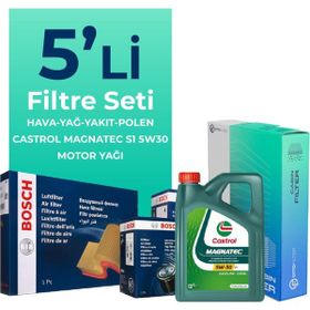 Bosch Fiat Doblo 1.6 Dizel Castrol Motor Yağlı 2010-2015 5'li Filtre Bakım Seti